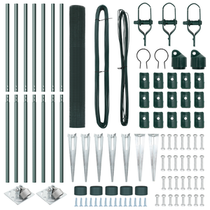 Set Pali per Recinzione Set di 2 Verde Metallo rivestito in PVC