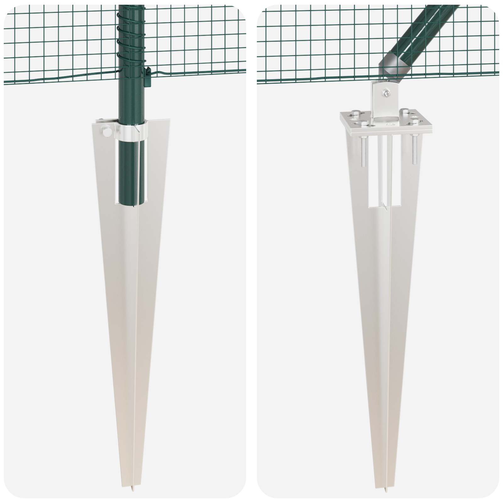 Recinzione in Rete Saldata con 7 Pali a Spillo Verde 1.4x10 m Acciaio
