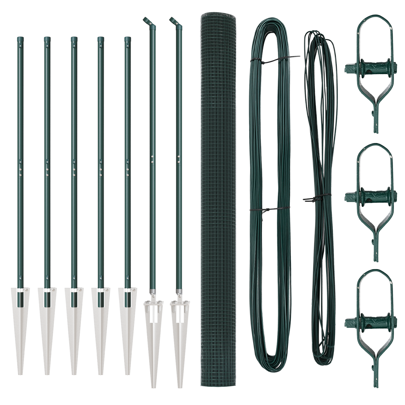 Recinzione in Filo Saldato con 7 Posti a Picco Verde 1.5x10 m Acciaio