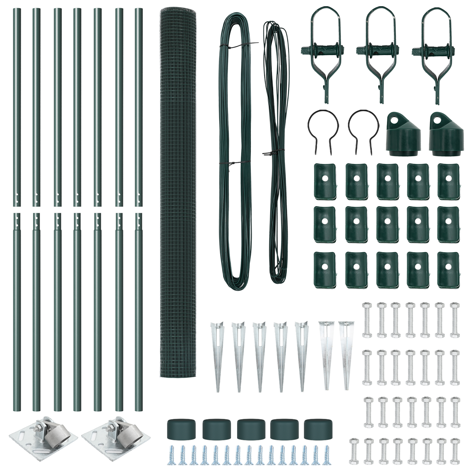Recinzione in Filo Saldato con 7 Posti a Picco Verde 1.5x10 m Acciaio