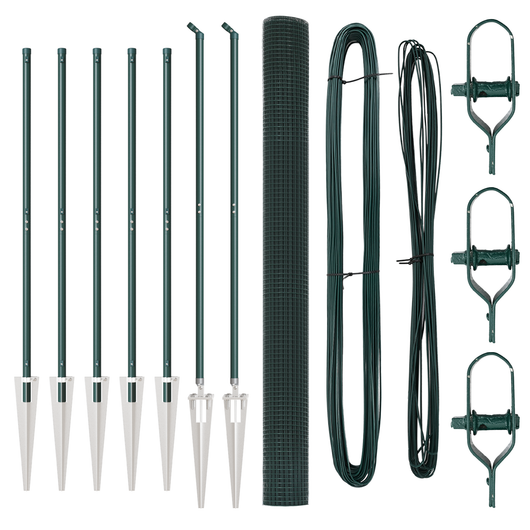 Recinzione in Rete Saldato con 7 Pali a Punta Verde 1.6x10 m Acciaio