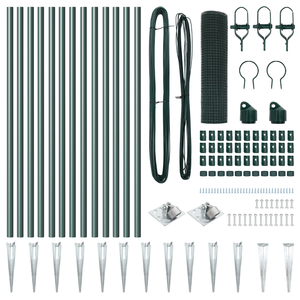 Recinzione in Filo Saldato con 13 Picchetti a Spillo Verde 0.6x25 m Acciaio