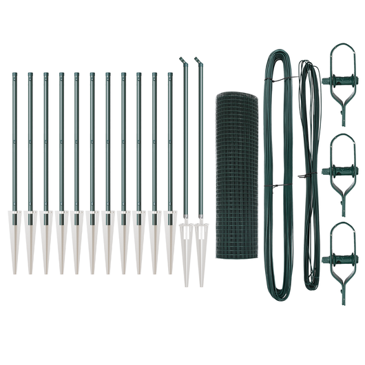 Recinzione in Rete Saldato con 13 Picchetti Verde 0.8x25 m Acciaio