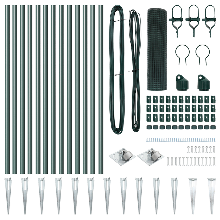 Recinzione in Rete Saldato con 13 Picchetti Verde 0.8x25 m Acciaio