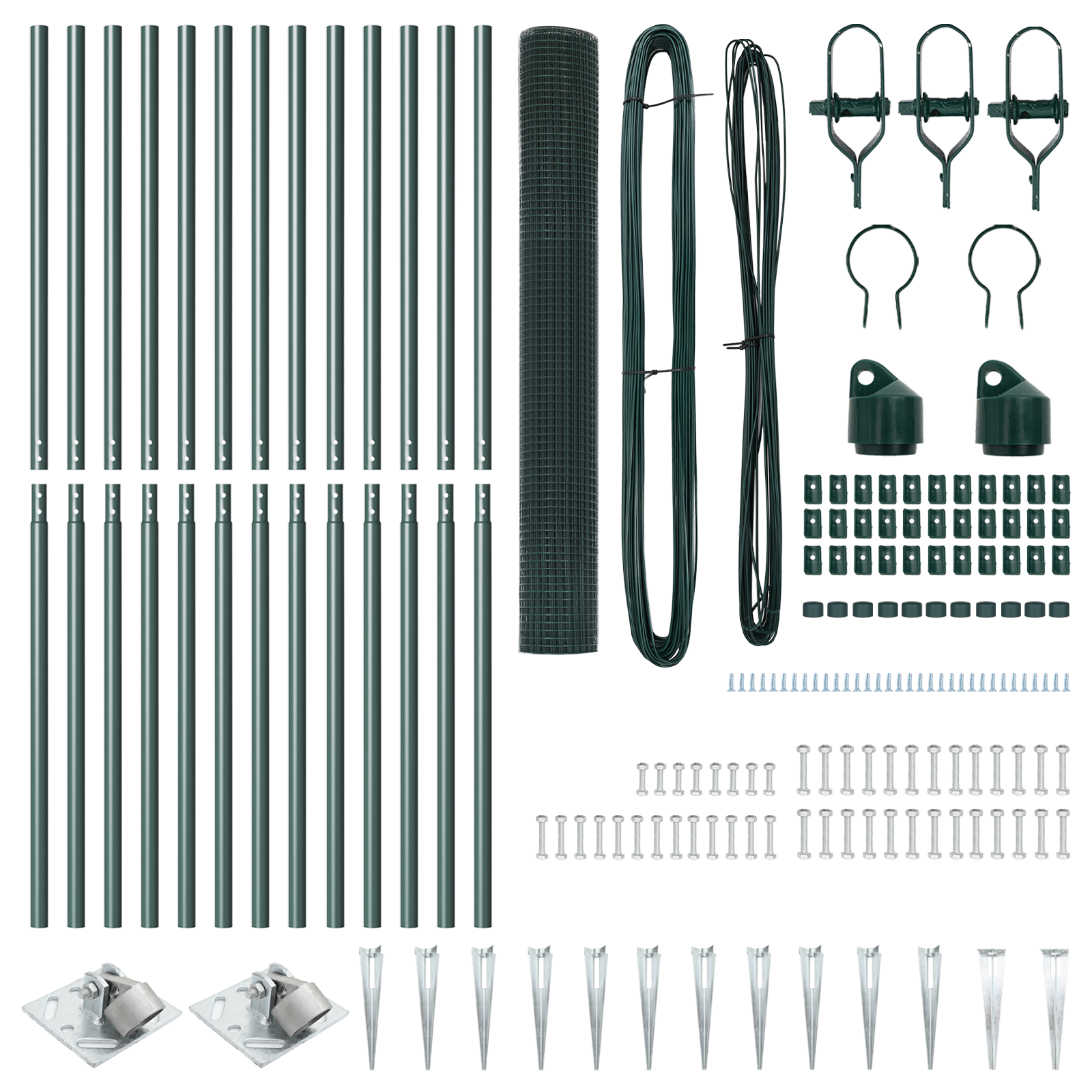 Recinto in Rete Saldato con 13 Pali a Spillo Verde 1.4x25 m Acciaio