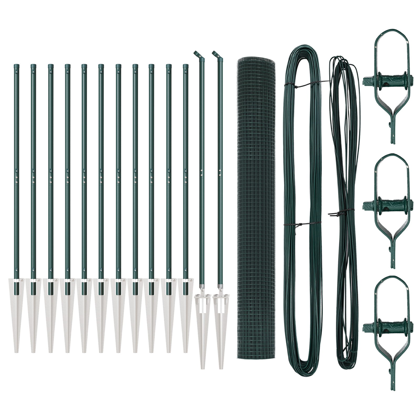 Recinzione in Filo Saldato con 13 Pali a Picchetto Verde 1.4x25 m Acciaio