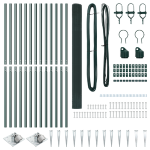 Recinzione in Rete Saldati con 13 Picchetti Verde 1,6 x 2,5 m Acciaio