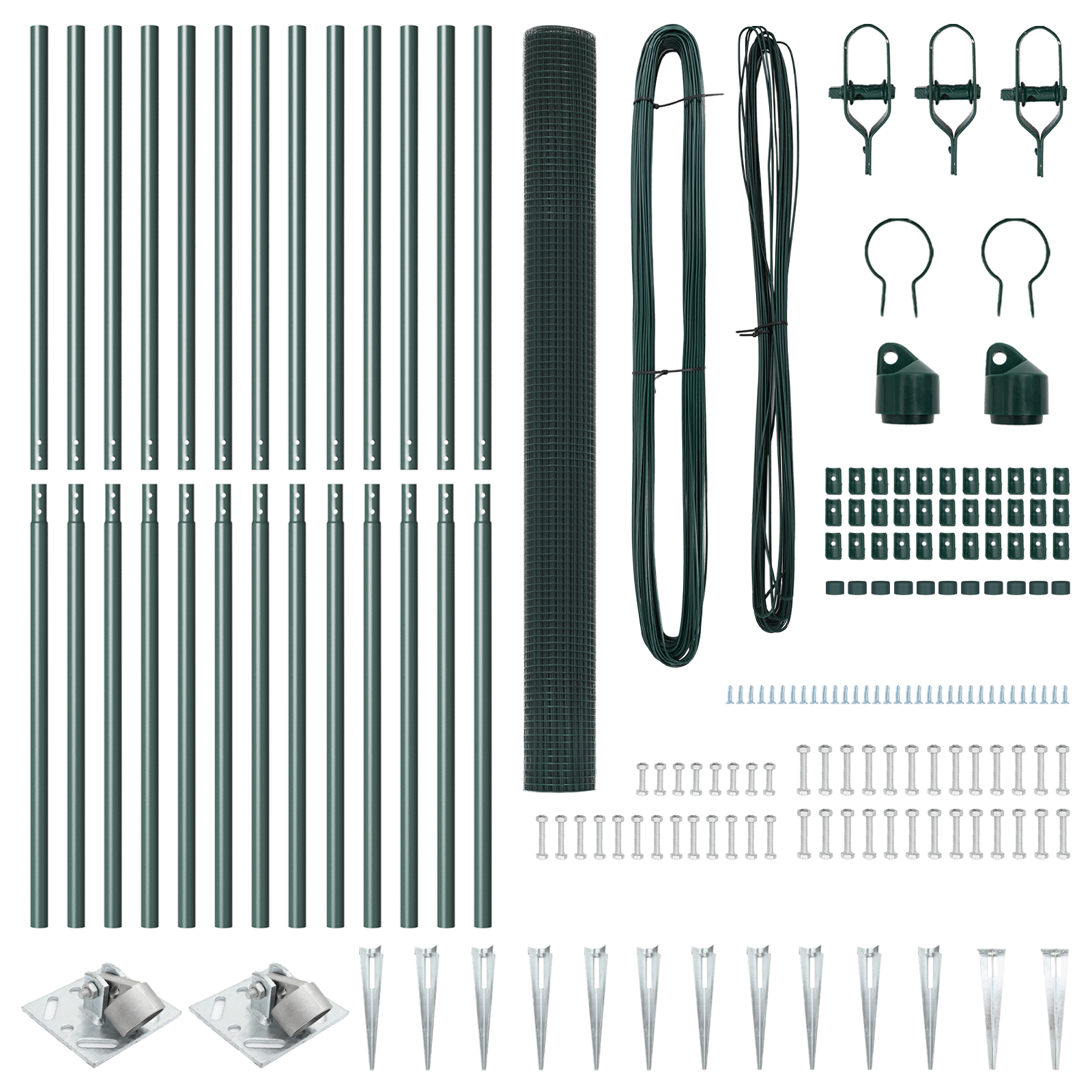 Recinzione in Rete Saldata con 13 Picchetti Verde 1.6x25 m Acciaio