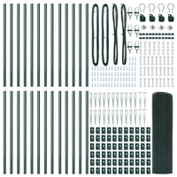 Recinzione in Rete Saldato con 13 Pali a Punta Verde 0,5x50 m Acciaio