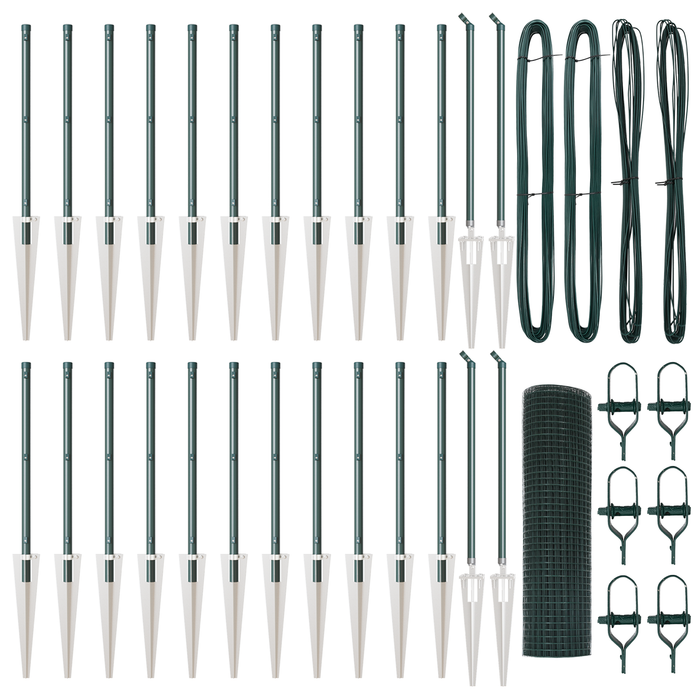 Recinzione in Rete Saldato con 13 Pali Spikes Verde 0.8x50 m Acciaio
