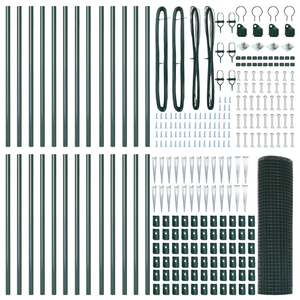 Recinzione in filo saldato con 13 picchetti Verde 1x50 m Acciaio