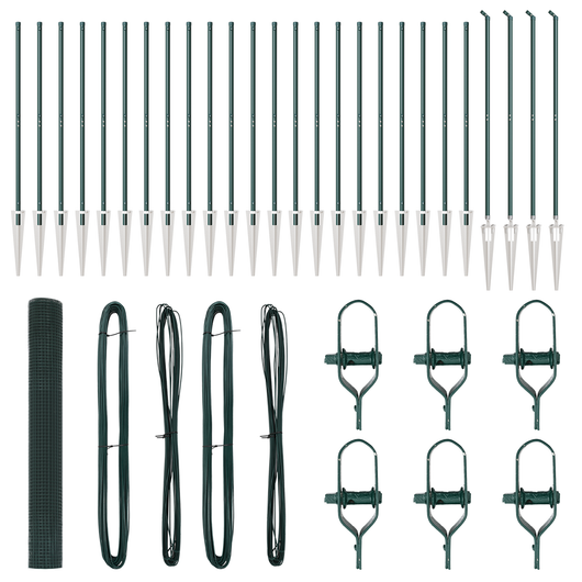 Recinzione in rete saldata con 13 picchetti verdi, 1.2x50 m in acciaio