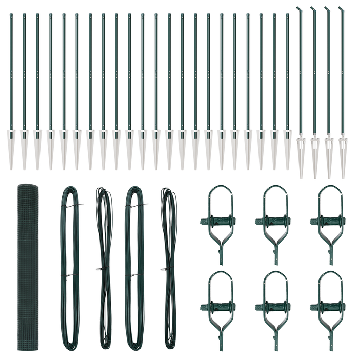 Recinzione in rete saldata con 13 picchetti verdi, 1.2x50 m in acciaio