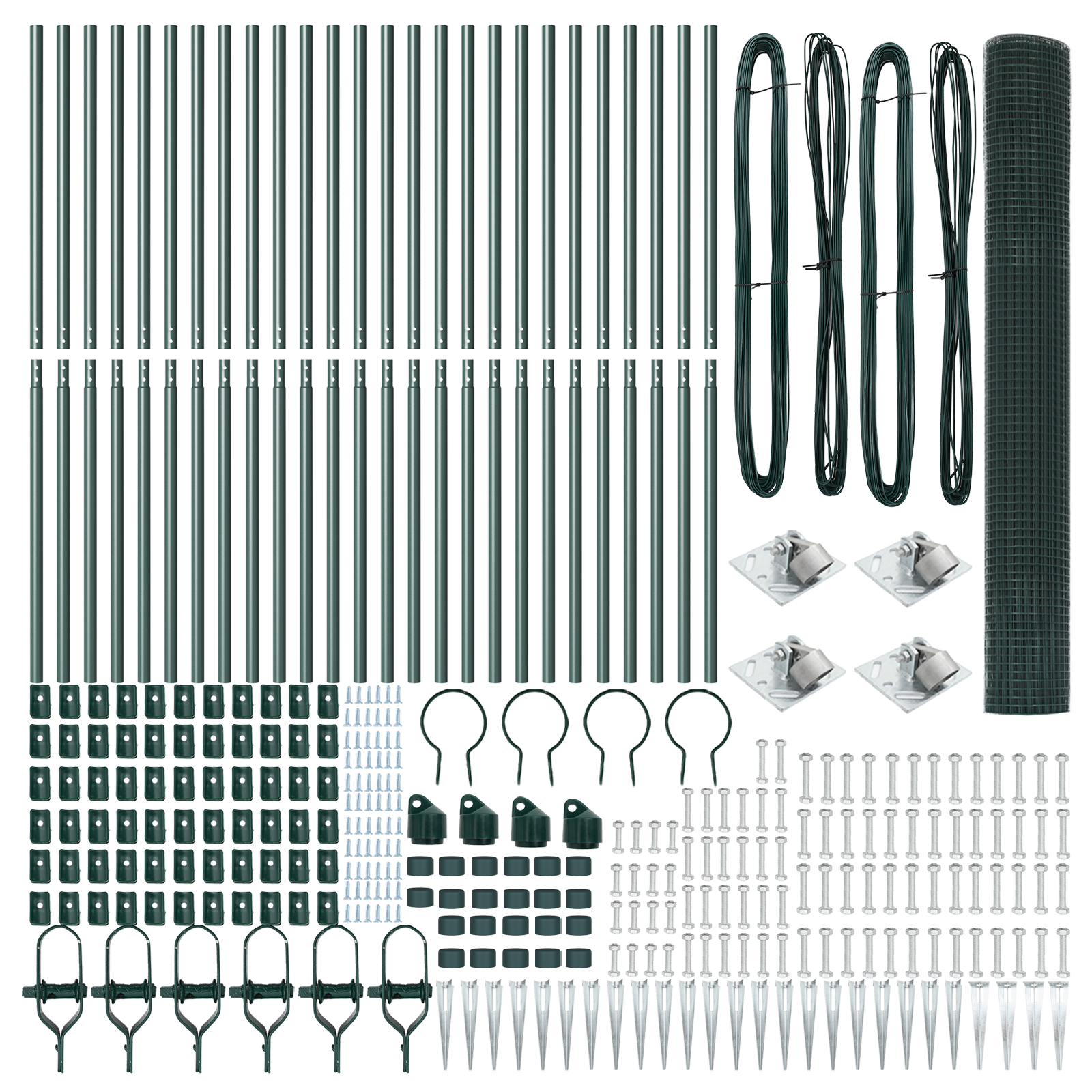 Recinzione in rete saldata con 13 picchetti verdi, 1.2x50 m in acciaio