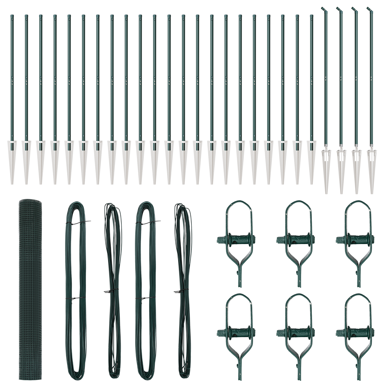 Recinzione in Filo Saldato con 13 pali a picchetto Verde 1.4x50 m Acciaio