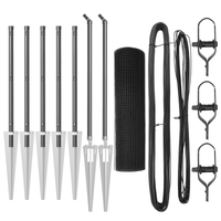 Set di pali in acciaio di 2 Pali Grigio Metallo, Rete 10 x 0.5 m