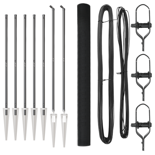 Set di Pali di Recinzione Set di 2 Grigio Metallo, Plastica