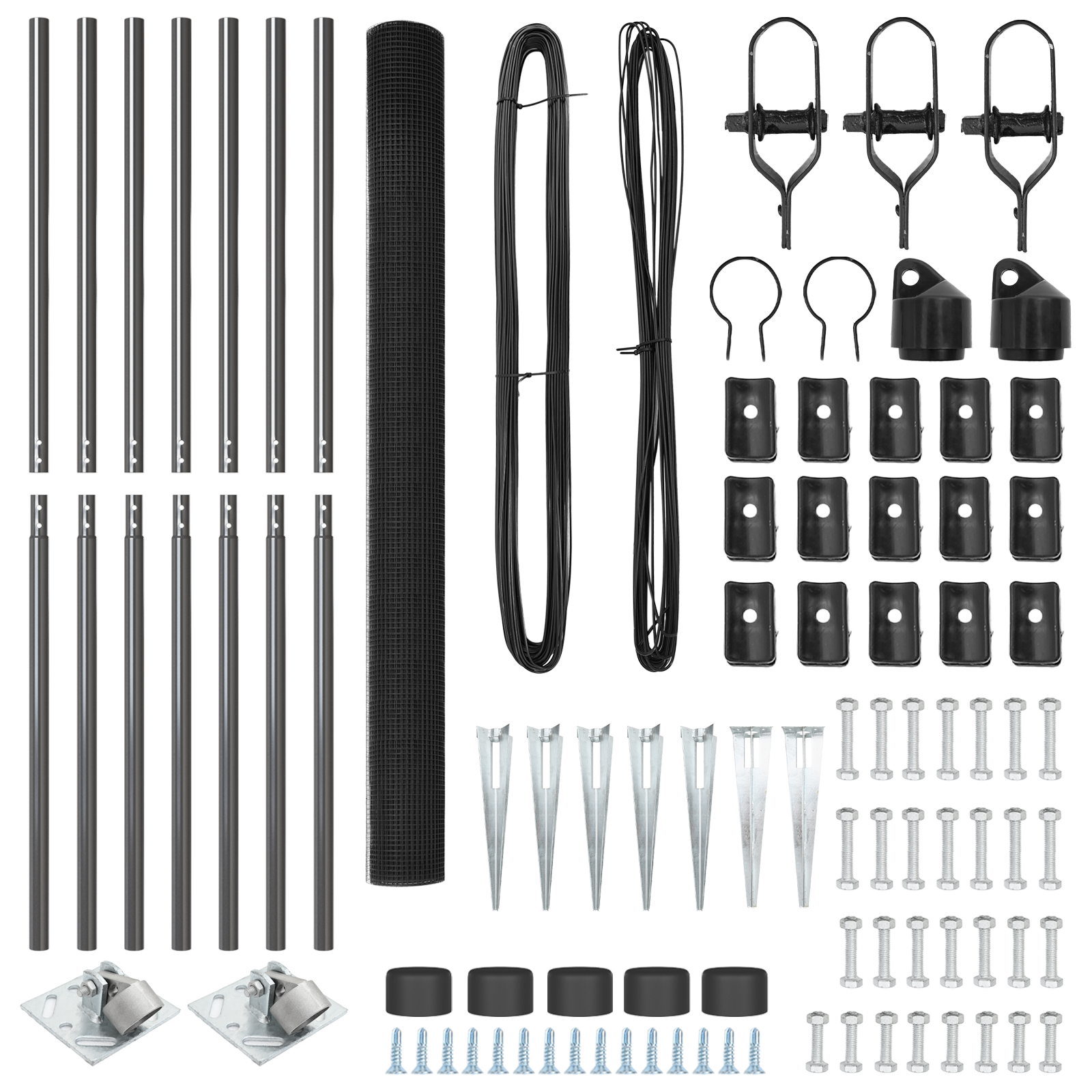 Set di Pali di Recinzione Set di 2 Grigio Metallo, Plastica