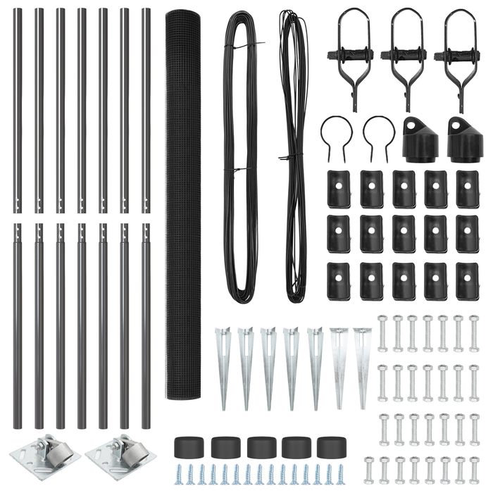 Set di Pali di Recinzione Set di 2 Grigio Metallo, Plastica
