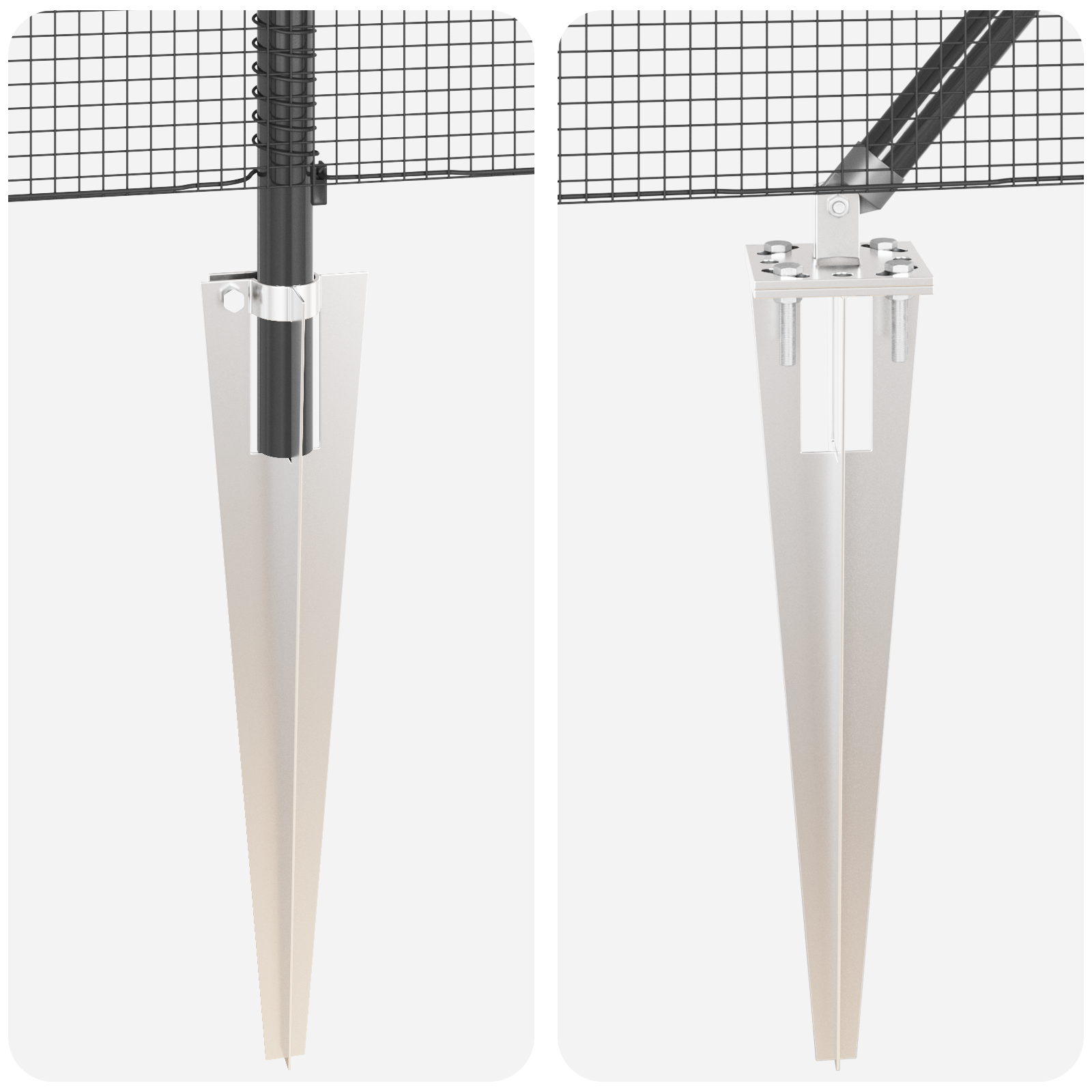 Set di Pali di Recinzione Set di 2 Grigio, Nero Acciaio, PVC