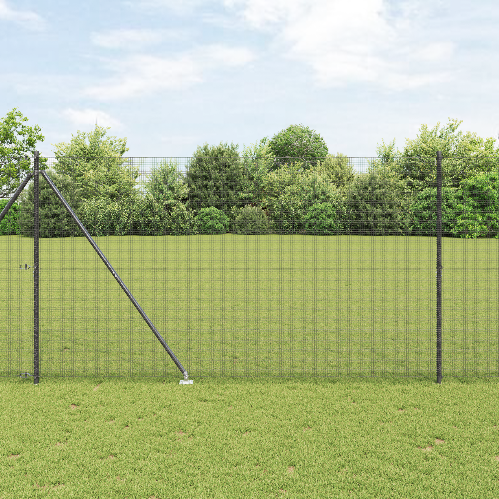 Set di Pali per Recinzione Set di 2 Grigio Acciaio 25 x 1,5 m