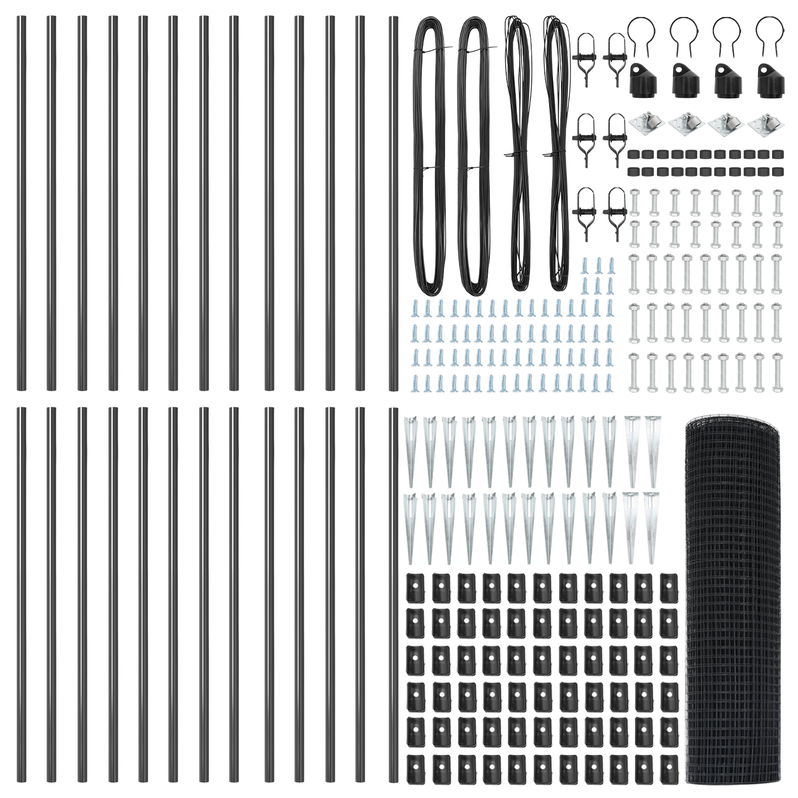 Recinzione a Rete Saldato con 13 Picchetti Grigi 0.8x50 m Acciaio