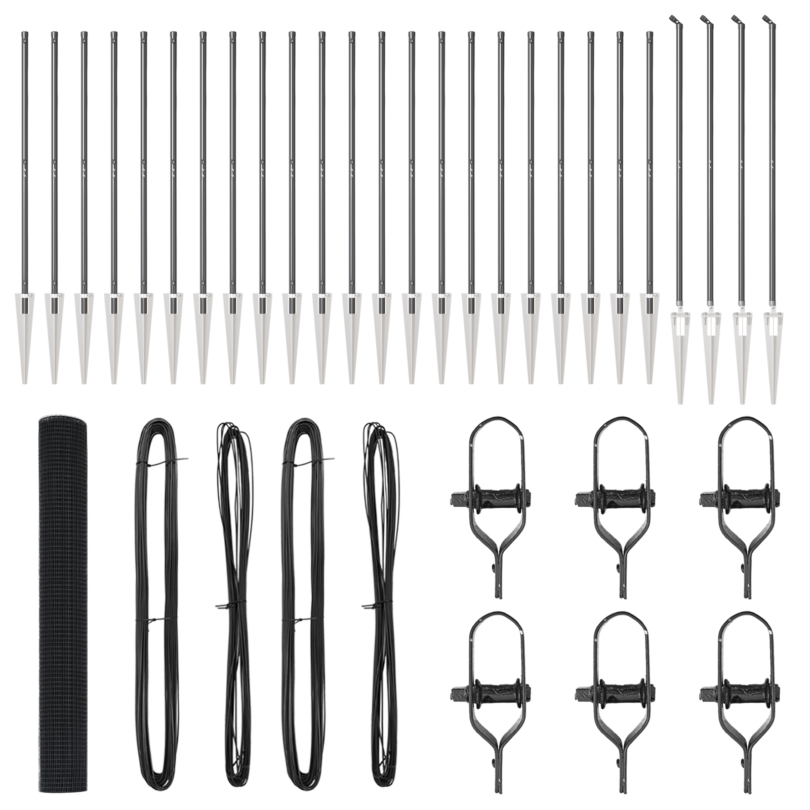 Recinzione in rete saldata con 13 picchetti a punte grigia 1.4x50 m acciaio