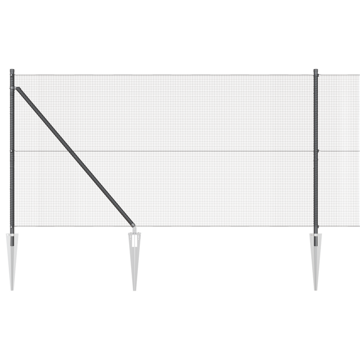 Recinzione in Filo Saldato con 13 Picchetti Grigio 1x100 m Acciaio