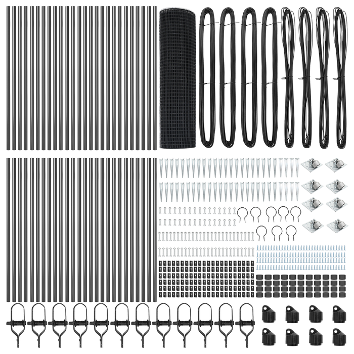 Recinzione in Filo Saldato con 13 Picchetti Grigio 1x100 m Acciaio