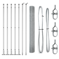 Recinzione in Rete Saldato con 7 Pali Flangiati 0.8x10 m Acciaio Galvanizzato