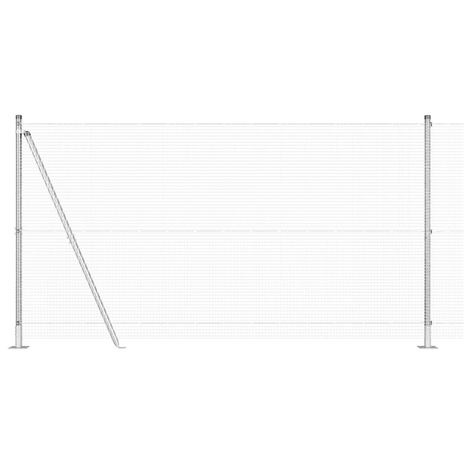 Recinzione in Filo Saldato con 7 Pali Flangiati 1,2x10 m Acciaio Zincato