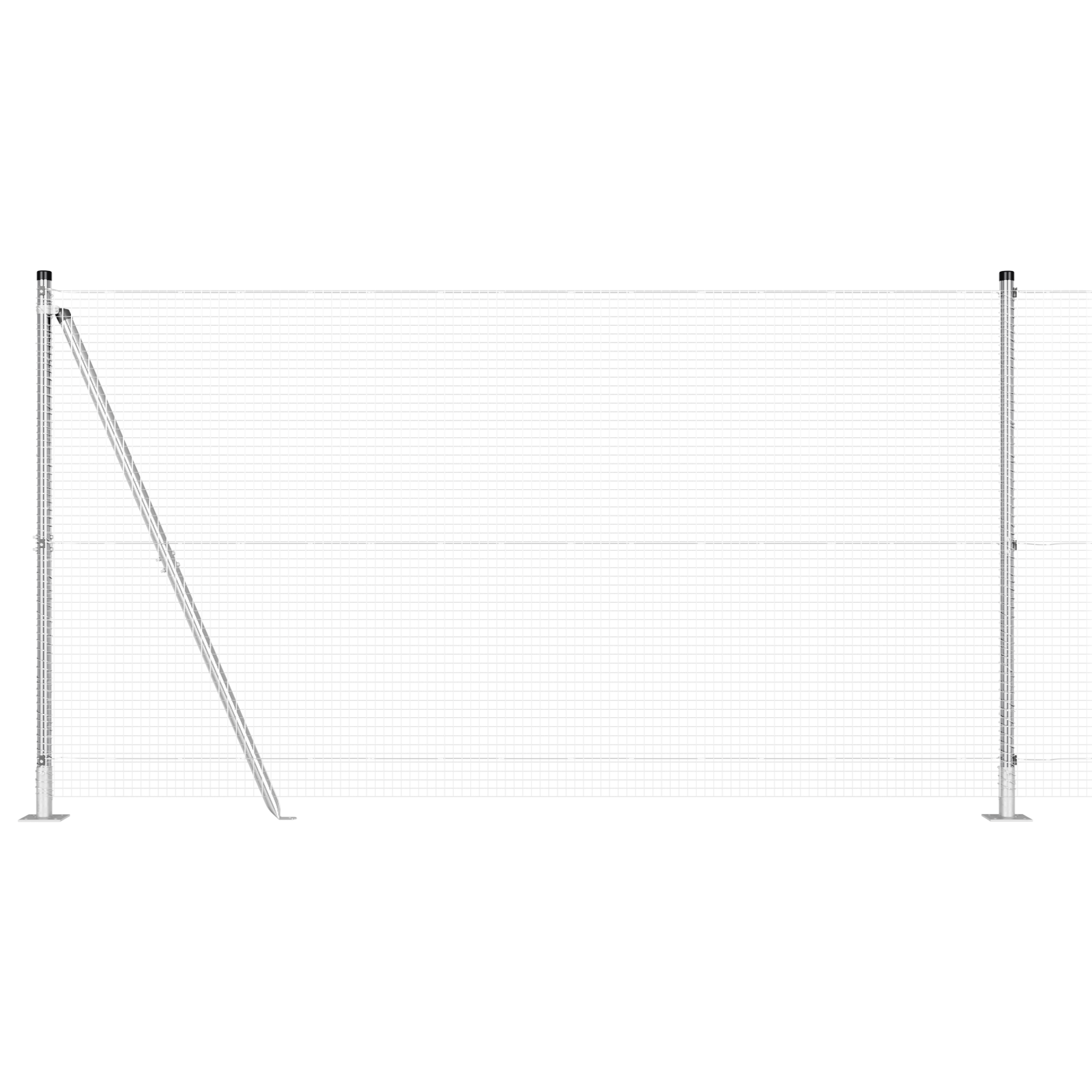 Recinzione in Rete Saldato con 7 Pali Flangiati 1.2x10 m Acciaio Galvanizzato