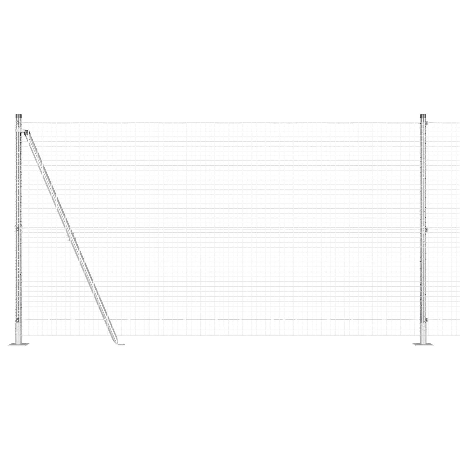 Recinzione in Filo Saldato con 7 Pali Flangiati 1.2x10 m Acciaio Zincato