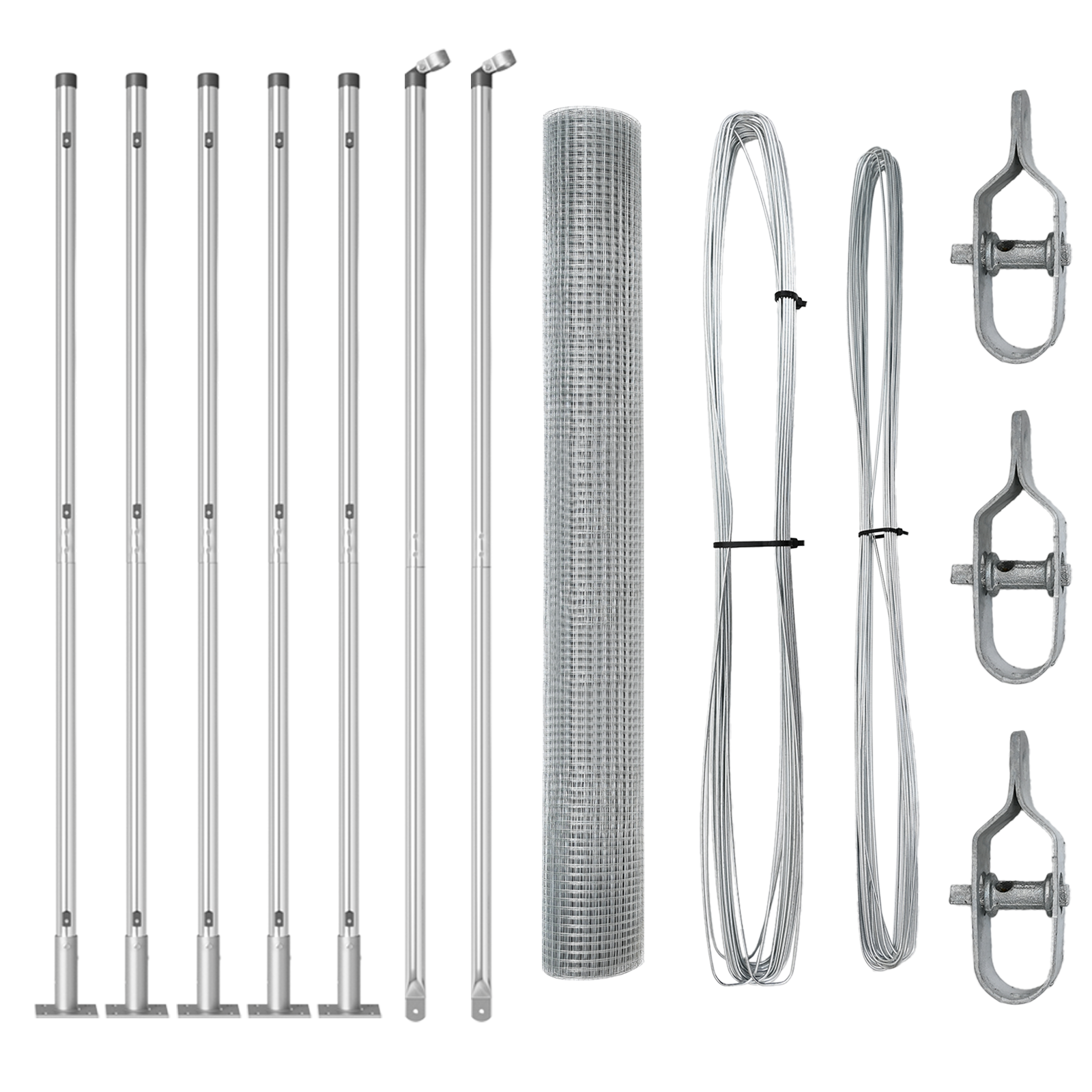 Recinzione in Filo Saldato con 7 Pali Flangiati 1.2x10 m Acciaio Zincato
