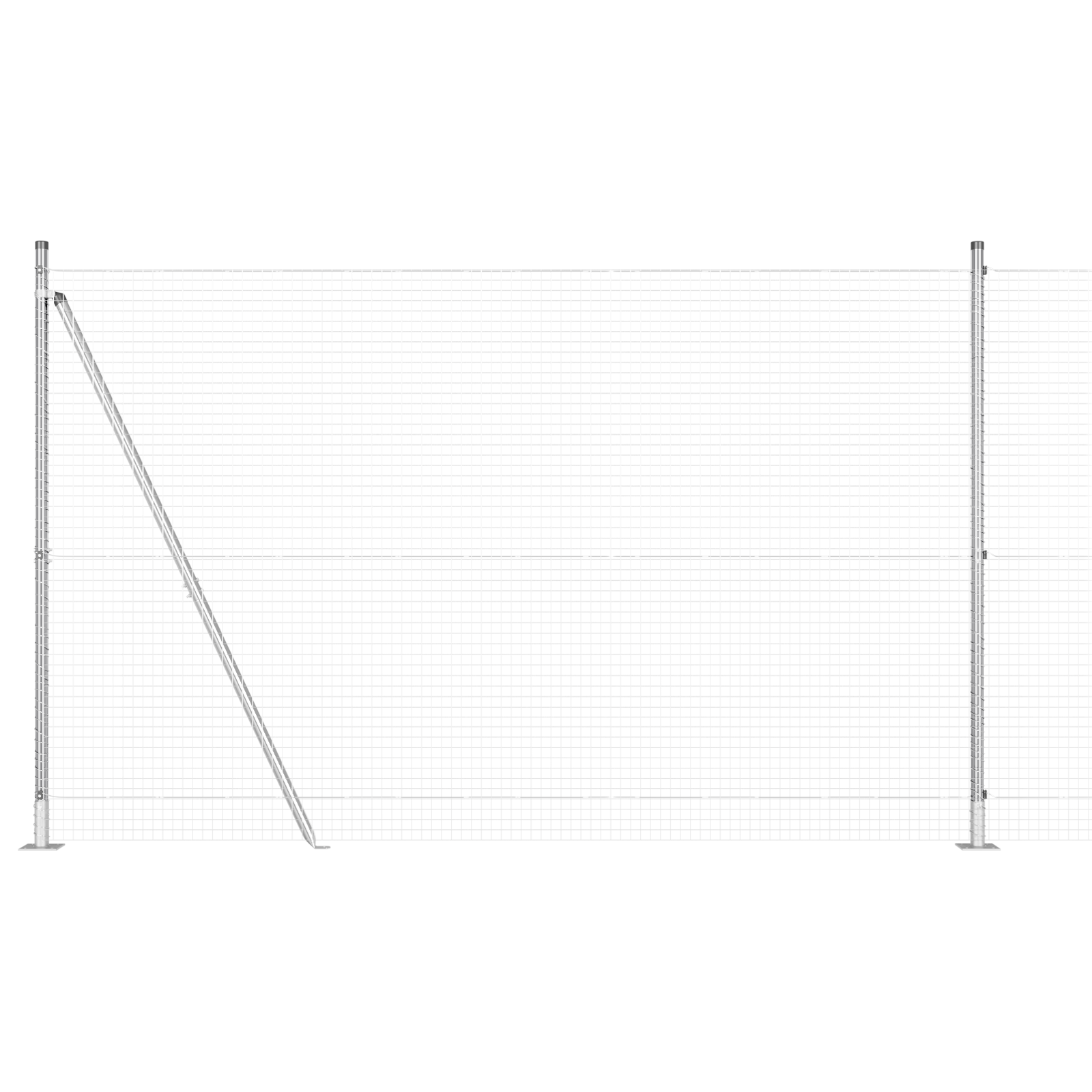 Recinzione in Filo Saldato con 7 Pali Flangiati 1.4x10 m in Acciaio Galvanizzato