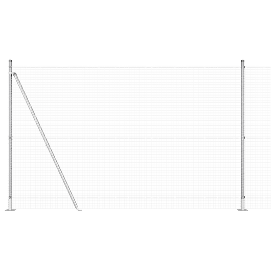 Recinzione in Filo Saldato con 7 Pali Flangiati 1.6x10 m Acciaio Zincato