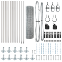 Recinzione in Rete Saldature con 13 Pali Flangiati 0.4x25 m Acciaio Zincato