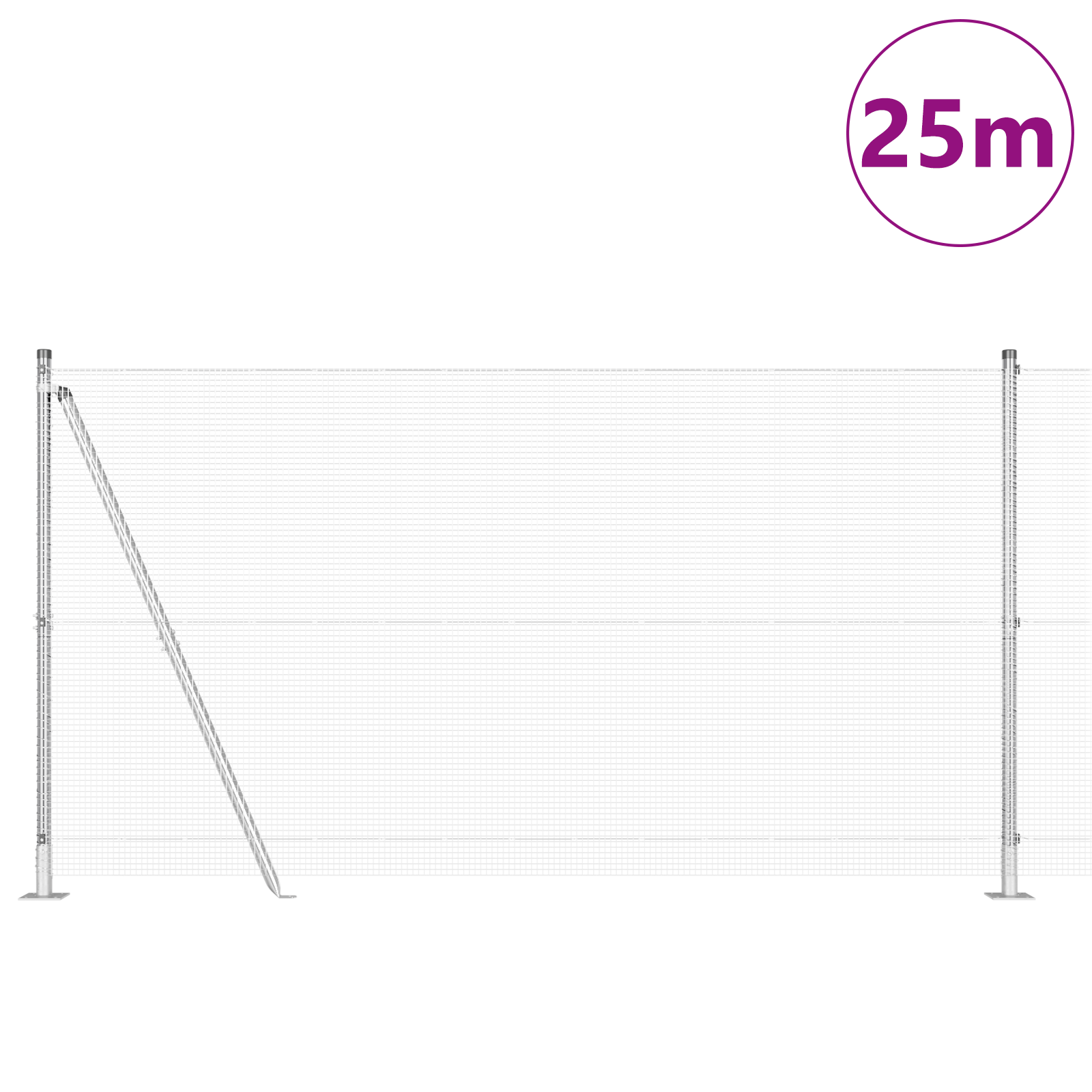 Recinzione in Rete Saldature con 13 Pali Flangiati 1.2x25 m Acciaio Zincato