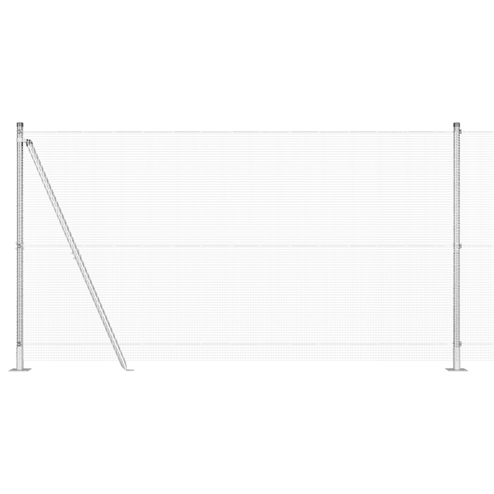 Recinzione in Rete Saldature con 13 Pali Flangiati 1.2x25 m Acciaio Zincato