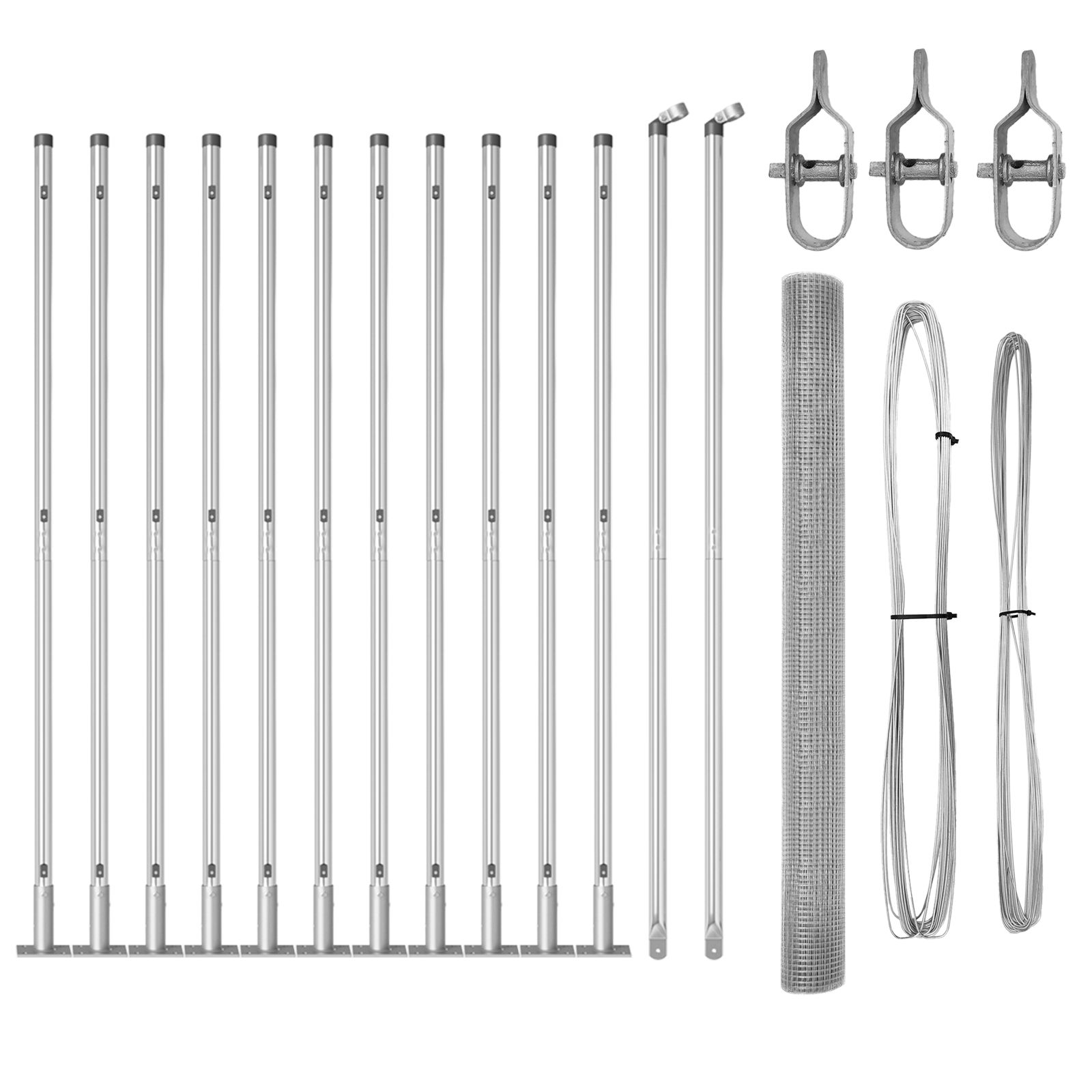 Recinzione in Rete Saldata con 13 Alberi Flangiati 1.6x25 m Acciaio Zincato