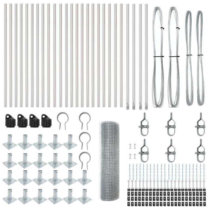 Recinzione filo saldato con 13 pali flangiati 0.5x50 m Acciaio galvanizzato