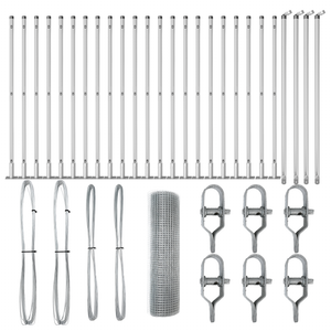 Recinzione in Rete Saldata con 13 Pali Flangiati 0.5x50 m Acciaio Galvanizzato