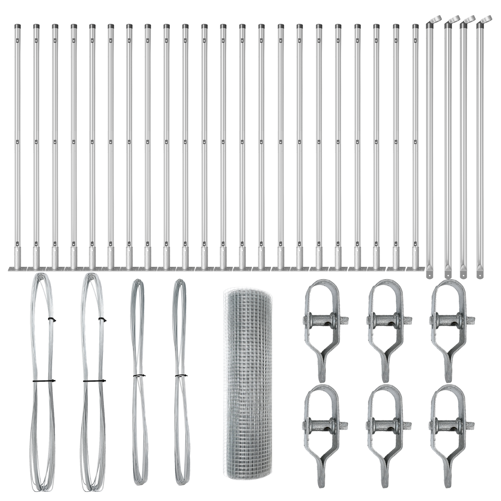 Recinzione a Rete Saldata con 13 Pali Flangiati 0,8x50 m Acciaio Galvanizzato