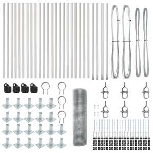 Recinzione in rete saldata con 13 post flangiati 1x50 m in acciaio galvanizzato