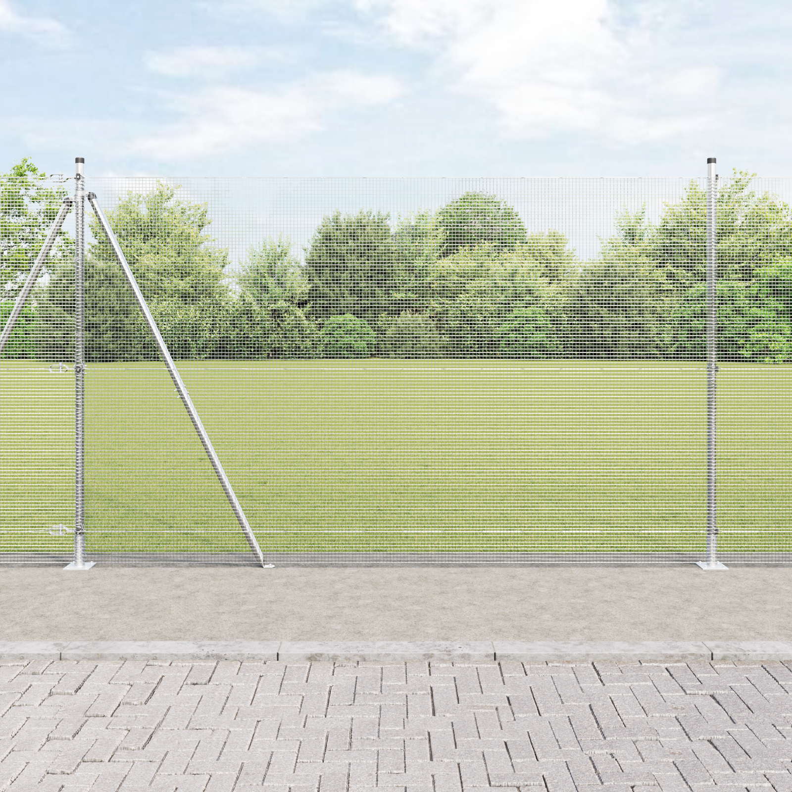 Recinto in Rete Saldata con 13 Pali Flangiati 1.4x50 m Acciaio Zincato