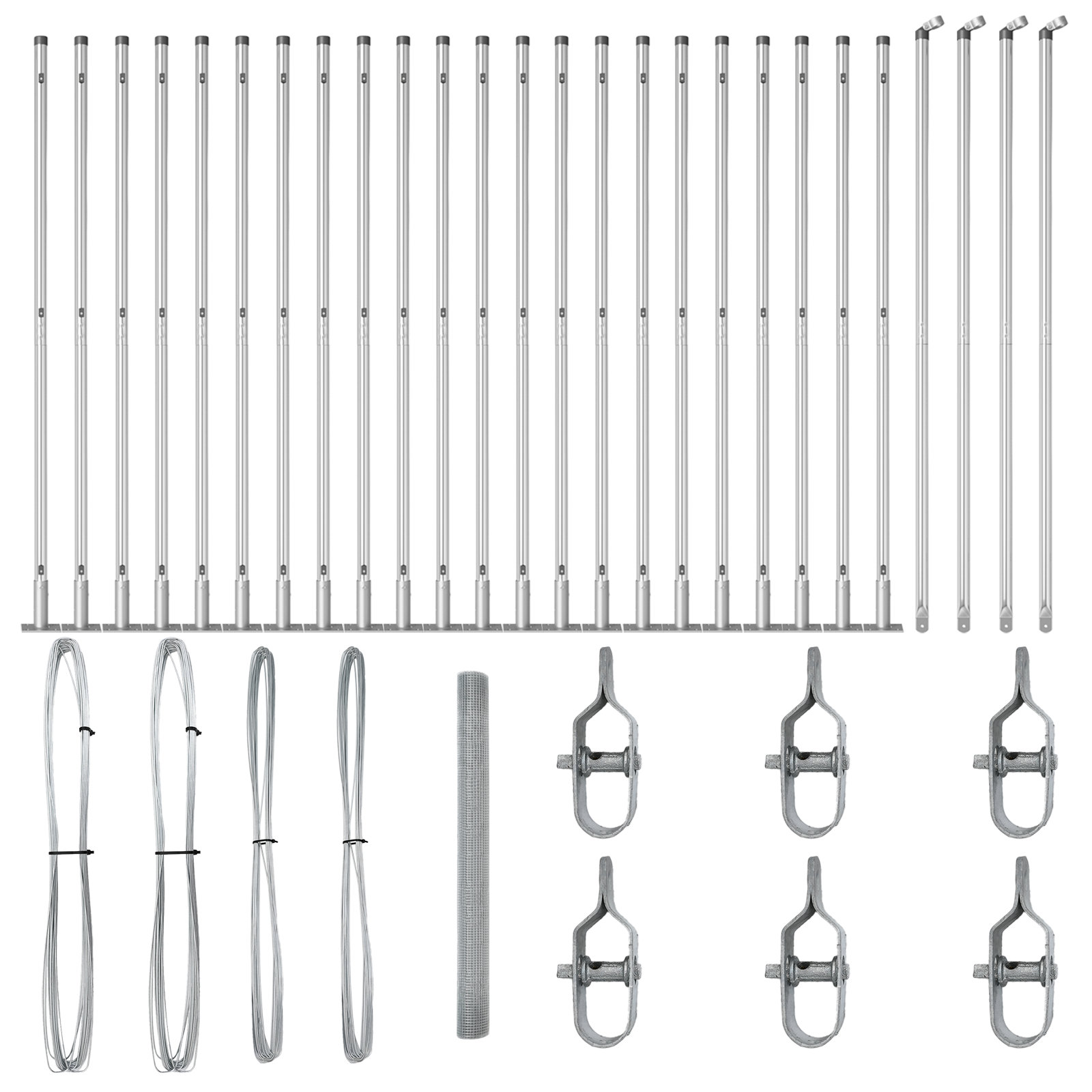 Recinzione in Filo Saldato con 13 Pali Flangiati 1.6x50 m Acciaio Zincato
