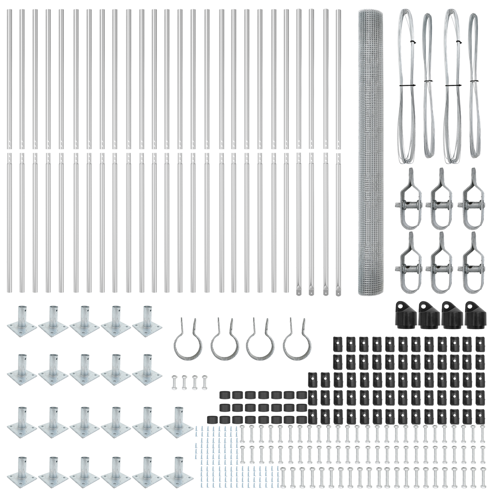 Recinzione in Filo Saldato con 13 Pali Flangiati 1.6x50 m Acciaio Zincato