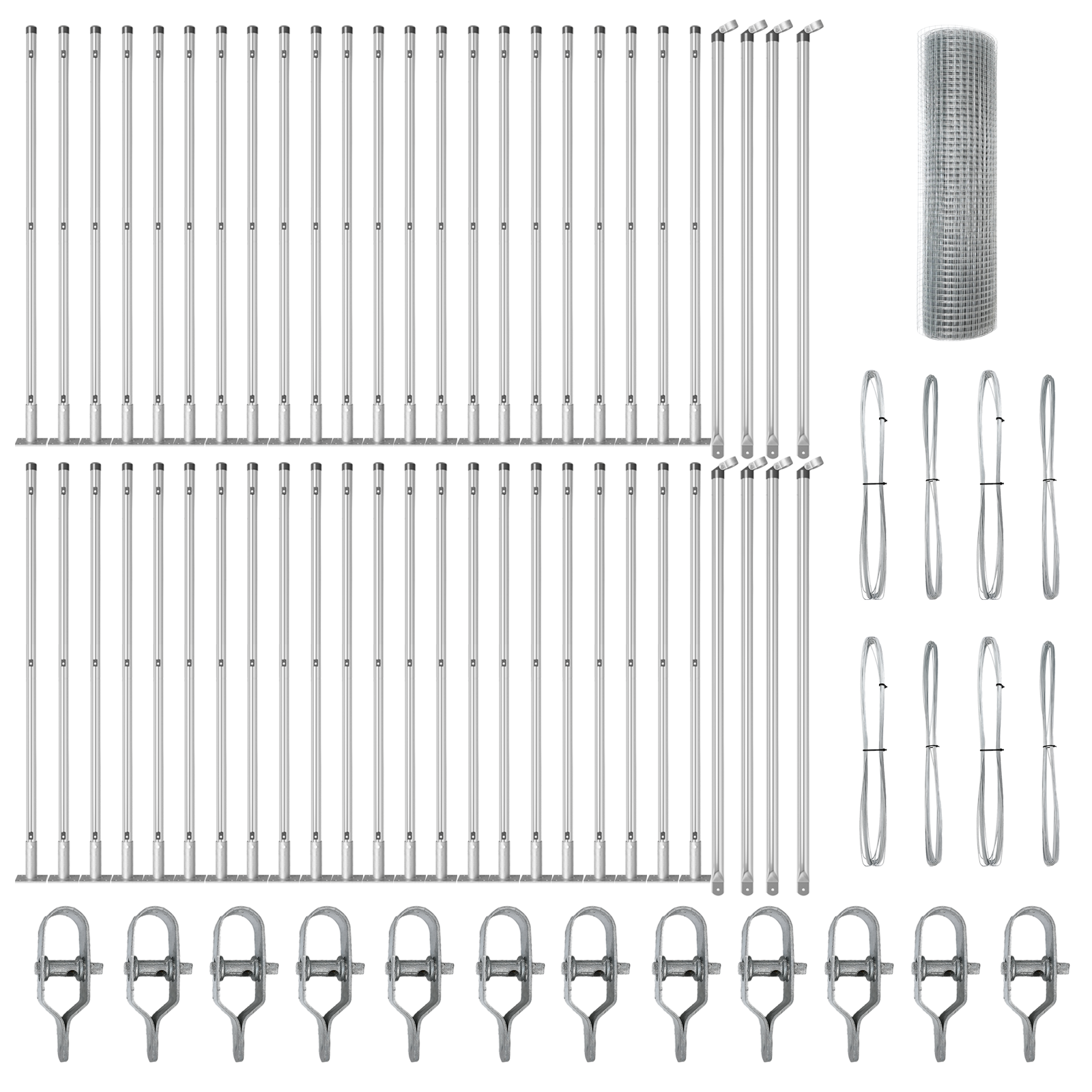 Recinzione in Rete Saldata con 13 Post Flangiati 0,5x100 m Acciaio Zincato