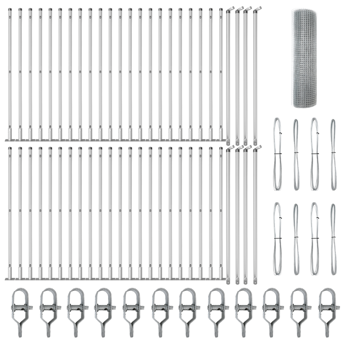Recinzione in Rete Saldata con 13 Post Flangiati 0,5x100 m Acciaio Zincato