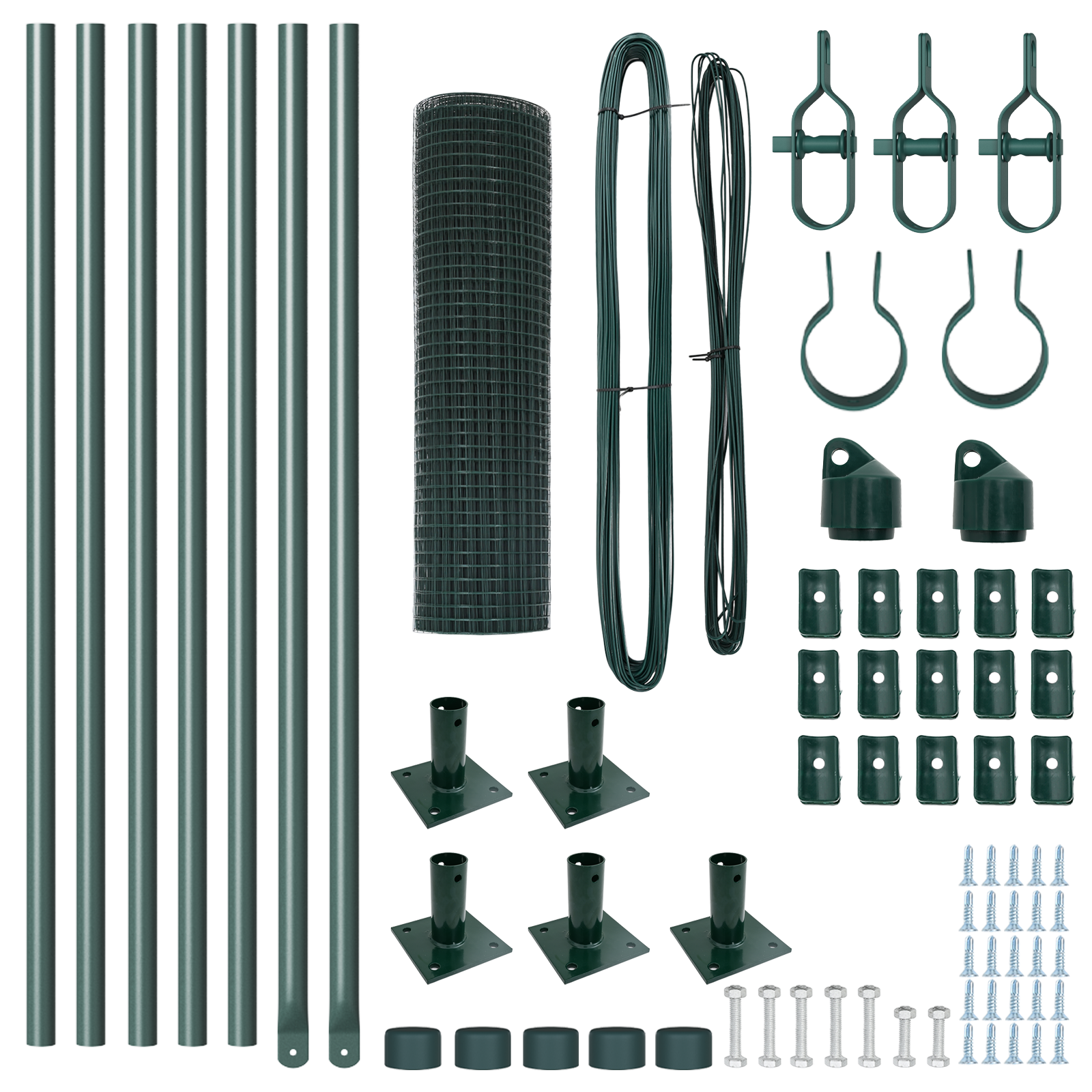 Set Pali Recinzione Metallo Set di 2 Verde Metallo 10 m